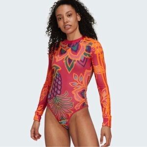 Farm Rio  x Adidas AeroReady Bodysuit Vivid Berry Sz S Women’s NWT